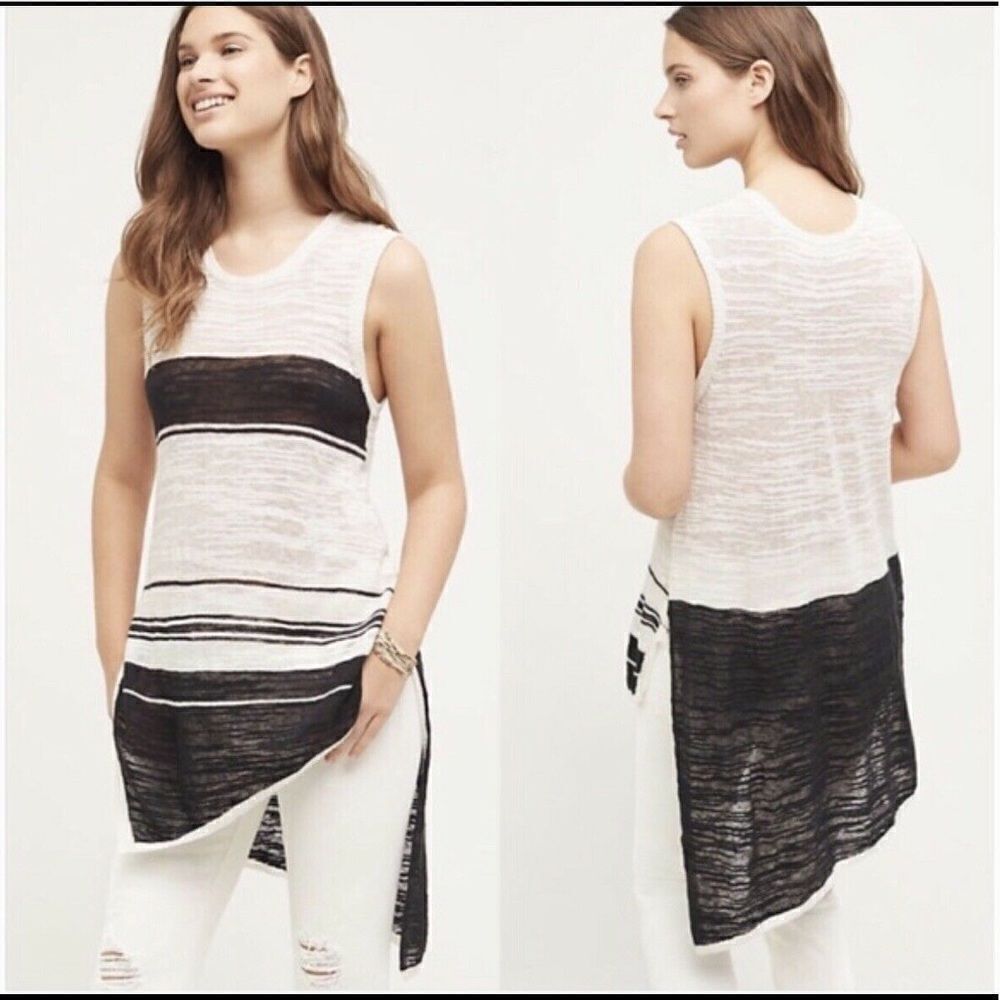 Anthropologie “Left Of Center” Striped Shadow Light Tunic (Medium)